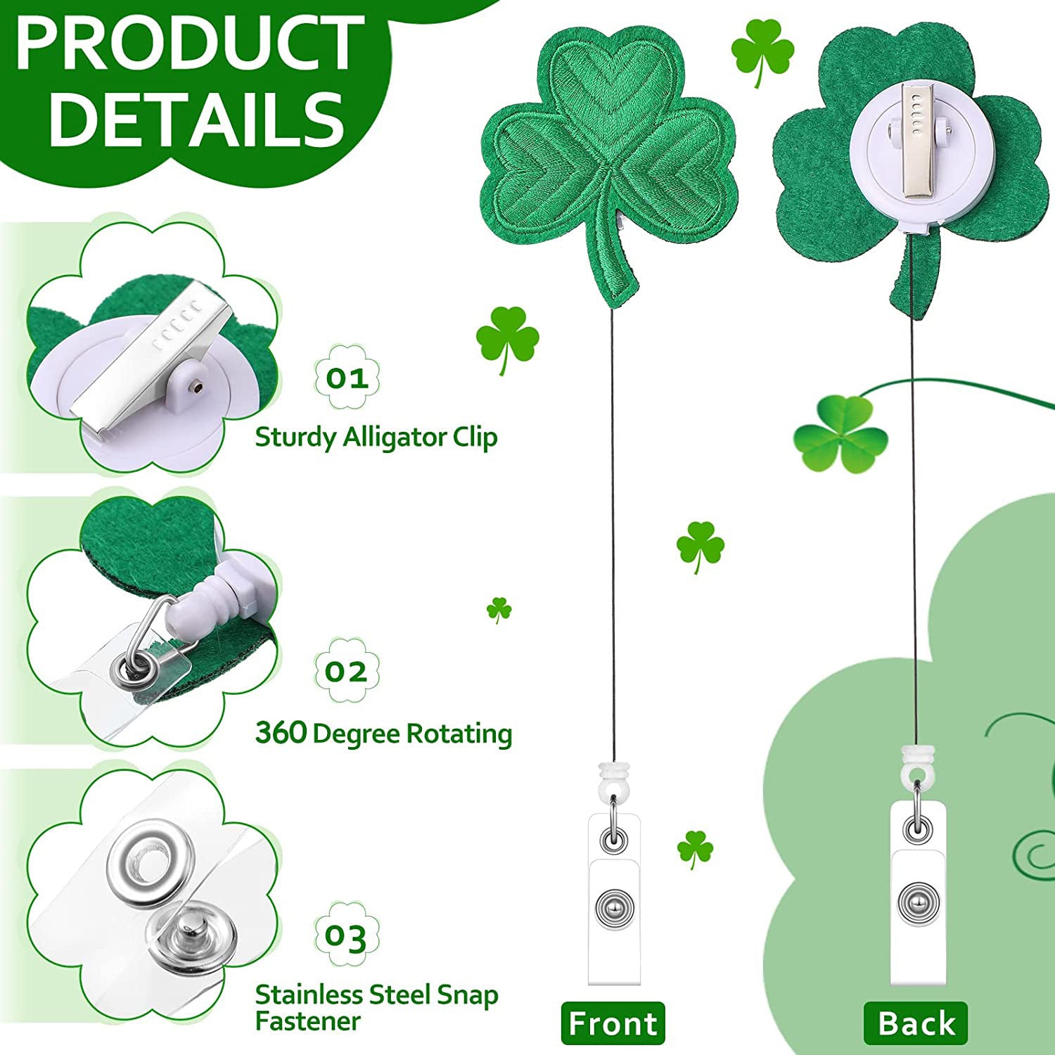 Wholesale Clover Rose Easter Rabbit Love Felt Fabric Badge Scroll Retractable ABS Keychain